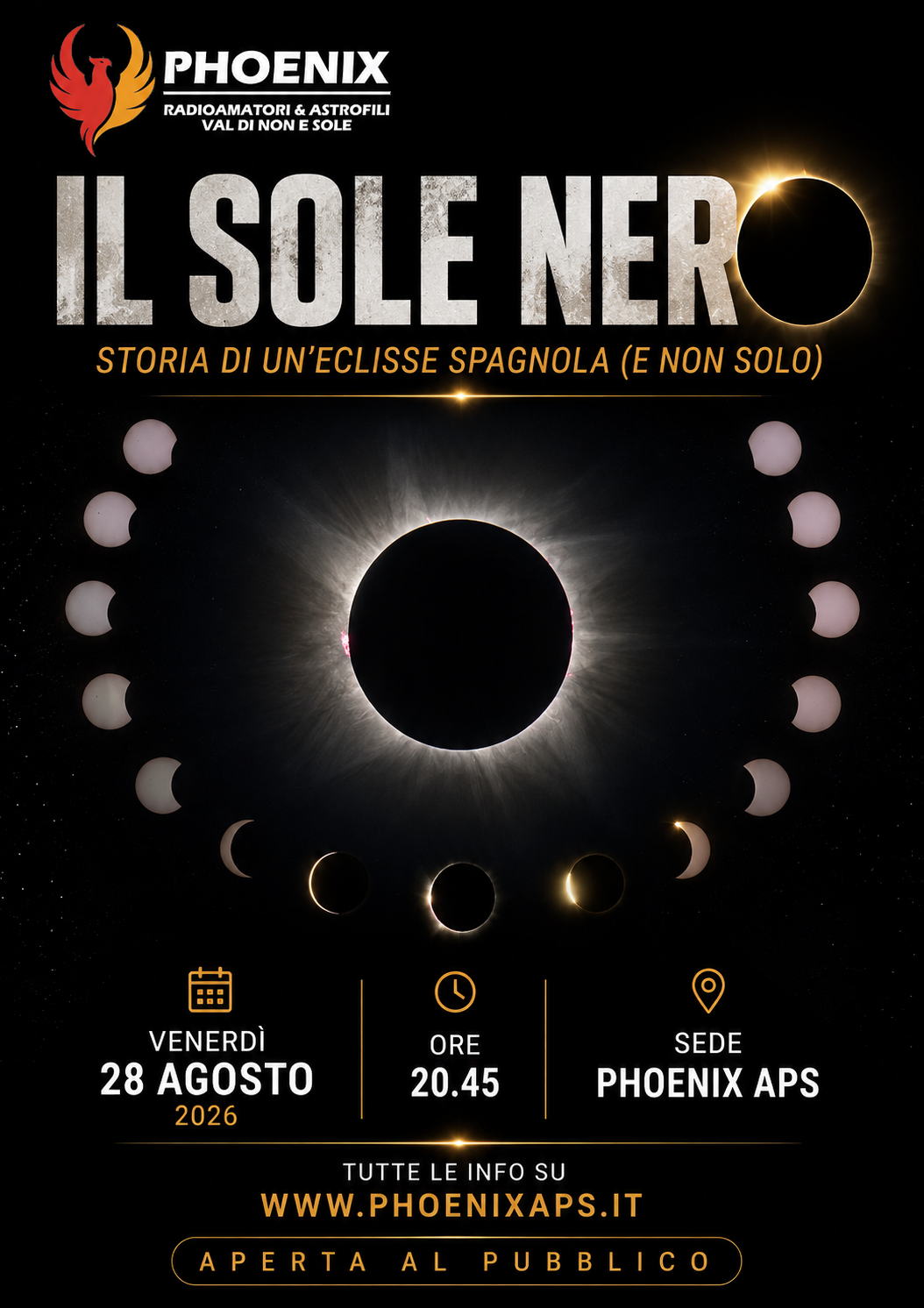 Al momento stai visualizzando “Il Sole Nero”: una serata tra eclissi, storia e meraviglia del cielo